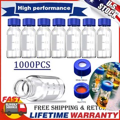 2ml 1000Pcs Autosampler Vials Lab+Caps Clear Glass Bottle 9-425 Screw Thread Top