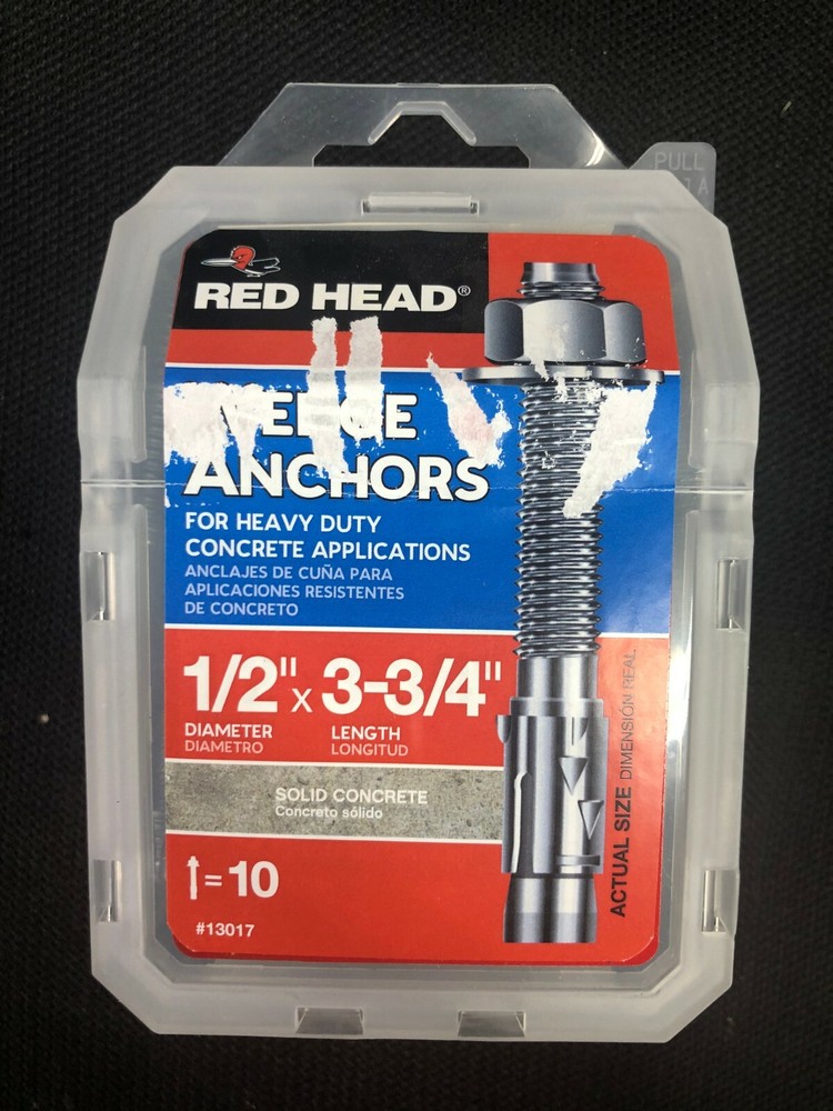 13017 Red Head 10-Pack 3-3/4-in x 1/2-in Wedge Anchors 12017
