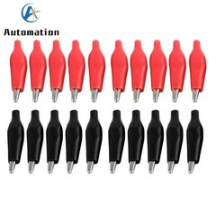 20pcs Black Red Soft Plastic Coated Testing Probe Aligator Clips Crocodile 28MM