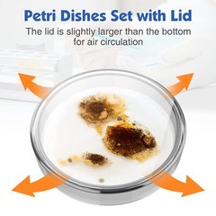 60/90/100mm Glass Petri Dishes with Lids Autoclavable Lab Petri Plates Reusable