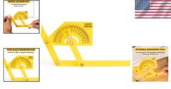 Compact Hand-Powered Protractor for Sloped, Inside & Outside Angles – Yellow