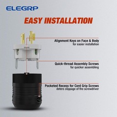 Moisture Resistant NEMA L14-30P Locking Plug – Ergonomic Design for Easy Use
