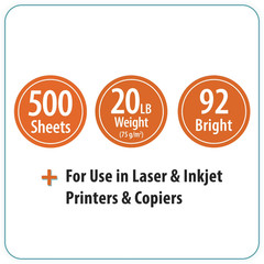 Pen + Gear Copy Paper, 8.5″ x 11″, 92 Bright, White, 20 lb, 1 Ream ,500 Sheets.