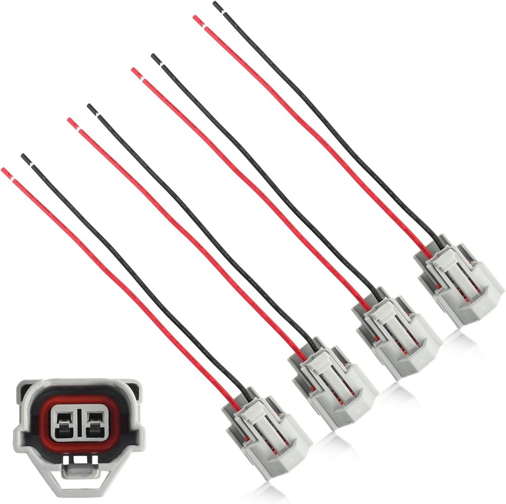 4PCS Fuel Injector Connectors with Pigtail Wiring Harness