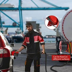 Red Diesel Fuel Hose Reel Retractable 1″ x 50′ Spring Driven Auto Swivel Rewind