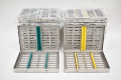 16 Brand New German Stainless Dental/Medical Sterilization Cassette Green/Yellow