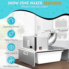 VALONDINO Snow Cone Machine 500LB/H Commercial Ice Crusher