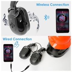 Bluetooth Hard Hat Ear Muffs, NRR 29dB Adjustable Cap-mounted Ear muff, Black