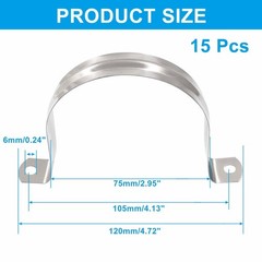 12Pk 3″ Stainless Steel 2-Hole Conduit Clamp Rigid Pipe Strap U-Bracket Heavy Du