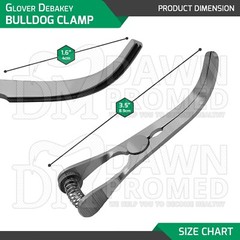 Glover Atraumatic Debakey Bulldog Clamp 3.5” Curved 4cm Jaw Surgical Instrument