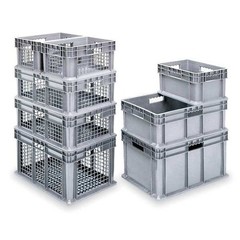 Akro-Mils 37688Grey Straight Wall Container, Gray, Industrial Grade Polymer, 23