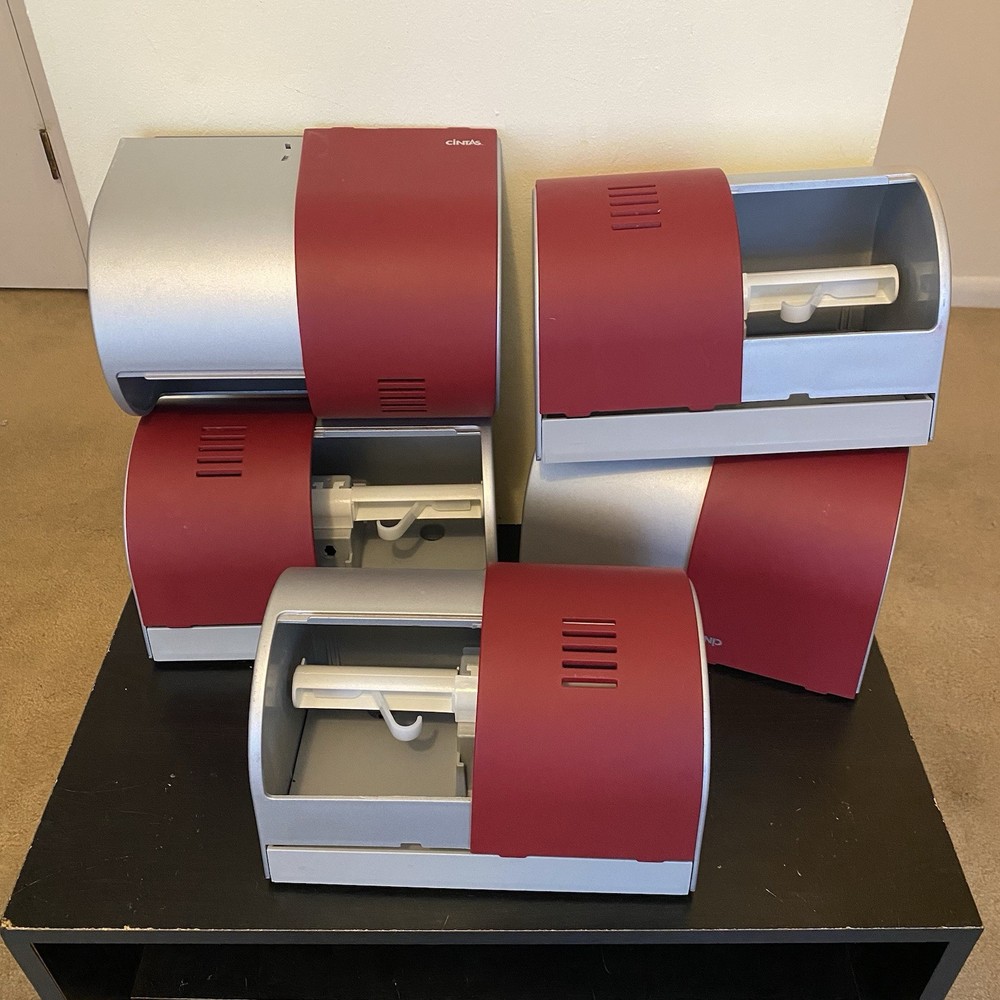 Cintas Toilet Paper Dispenser Commercial Replacement Wall Mounted Red Silver