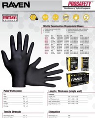 SAS RAVEN Black Nitrile Gloves Powder & Latex Free 7mil, 2 PACK/100/Box Size L