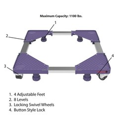 Appliance Dolly Roller Mover 28 x 28 Locking Wheels 1100 Pounds 4 Stability Ft