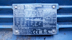 Weg 15 hp electric motor 208-230 / 460 Volts 3540 RPM