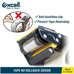 Excell Handheld Safety Tape Dispenser for 2″ Tape 3″ Core, Heavy Duty w/ 2 Rolls