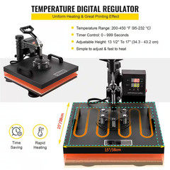8-In-1 Heat Press 15 In. X15 In. Digital Transfer Sublimation Machine for T-Shir