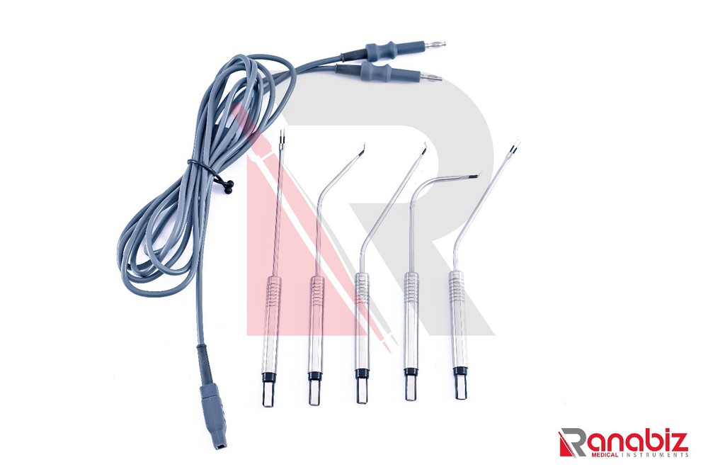 5x European Binner Bipolar Electrodes Smart Tips +3M Cable:ENT Nasal/Rhinoplasty