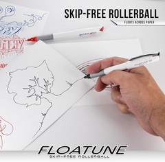Pentel Floatune Skip Free Rollerball, 0.8mm Medium point, Black Red and Blue Ink