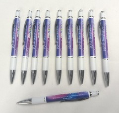 10 Executive Misprint Metal Click Pens ARUBA INFINITY ♾️Hub Pen Lot WHITE PURPLE