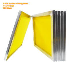6 Pack 14×18 Inch Aluminum Frame Screen Printing Yellow 230 Mesh 100T Prestretch
