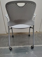 Herman Miller Caper Side Chair W/ Wheels Light Grey Silver seat great condition.