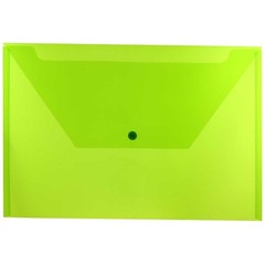 JAM PAPER 9¾x14½ Lime Green Plastic Envelopes w/ Snap Closure Booklet/Legal 12-P