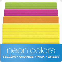 Oxford Neon Index Cards, 3″ X 5″, Ruled, Assorted Colors, 100 per Pack (40279)