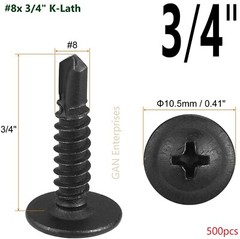 Modified Truss Head Self Drilling / Tapping Screws # 8 x 3/4″ K-Lath Black (500)