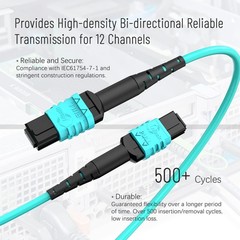 MPO/MTP to MPO Fiber Cable 12 Fibers Female, 3.3 ft (1M), 40GbE, 40GBASE-SR4,…