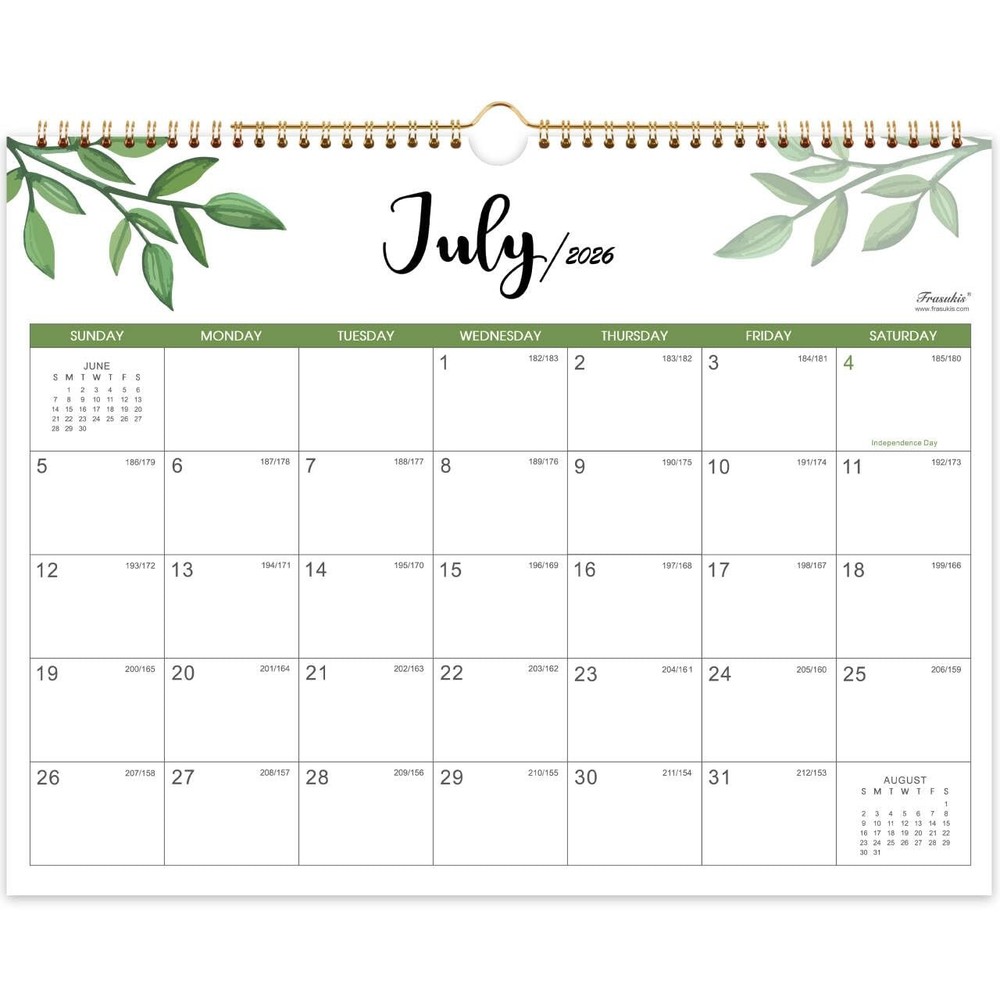 Calendar 2026-2028, 2 Years Wall 14.8” x 11.5”（2026-2027）, Light Green