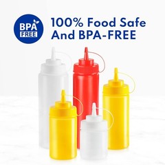 Plastic Squeeze Bottles 8 oz Clear Pack of 6 Leak Resistant BPA Free Reusable