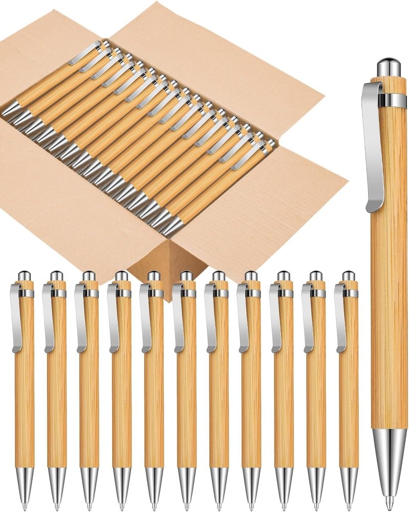 100pcs Bamboo Pens Bulk Wooden Bamboo Pens Engraving Wooden Ballpoint Pen