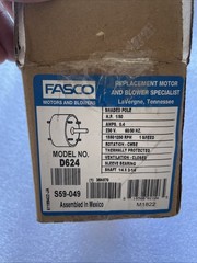 Fasco D624 HVAC Motor. 3.3 Frame, 1/00 Hp, 230V. NEW In Box.