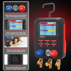 Digital Manifold Gauge, HVAC Refrigerants Digital AC Gauges Set with 2