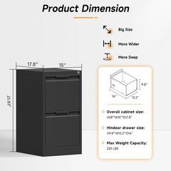 Metal 2 Drawer File Cabinet with Lock Storage 2 Drawer Filing Cabinet Vertical