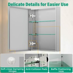 HABIUBIU 20 x 26 in Medicine Cabinet Mirror,Bathroom 20 x 26 inches, Silvery