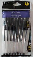 JOT STYLOS 0.7mm Gel Pens Soft Grip – Black Ink Pack of 8 – BRAND NEW