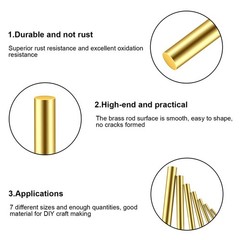 24Pcs Brass Round Rods Bar Assorted Kit Lathe Bar Rod Stock for DIY Crafts Tools