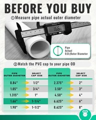 PVC Cap 1-1/4 Inch, Fits Standard 1-1/4″ SCH 40 Pipe 1-1/4inch, White