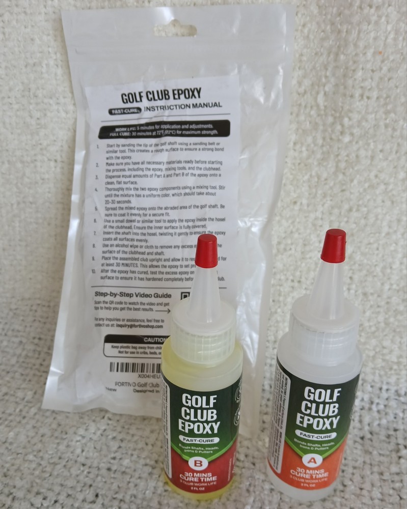 FORTIVO Golf Club Epoxy Fast-Cure Repair Glue A &B 2 FL oz Kit