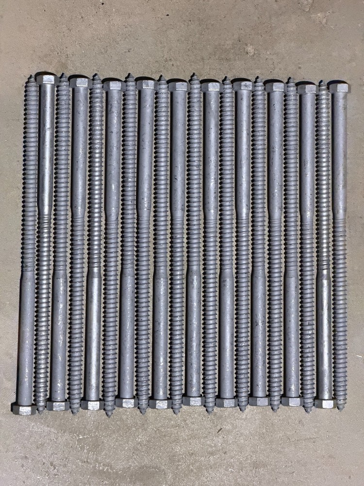 (20) Galvanized Hex Head 1/2 x 12″ Lag Bolts Wood Screws