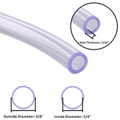 DERPIPE Clear Vinyl PVC Tubing 1/4″ ID X 3/8″ OD Plastic 3/8″,