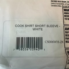 Chef Revival Basic Cook Shirts Unisex Adult Size 2XL White Short Sleeve Snap 2