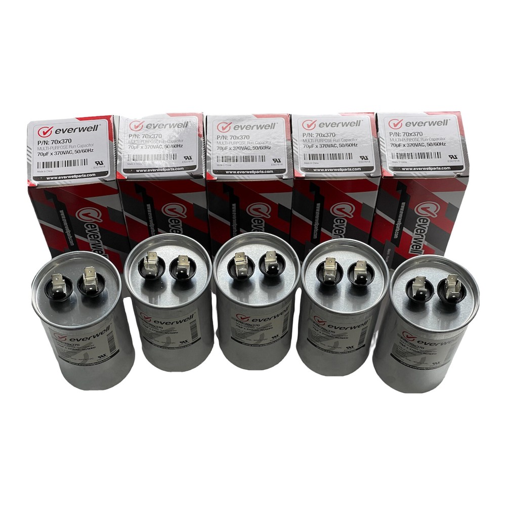 70uf x 370 VAC MULTI-PURPOSE RUN CAPACITOR, 50/60Hz ±5 % OF TOLERANCE 5 PCS.