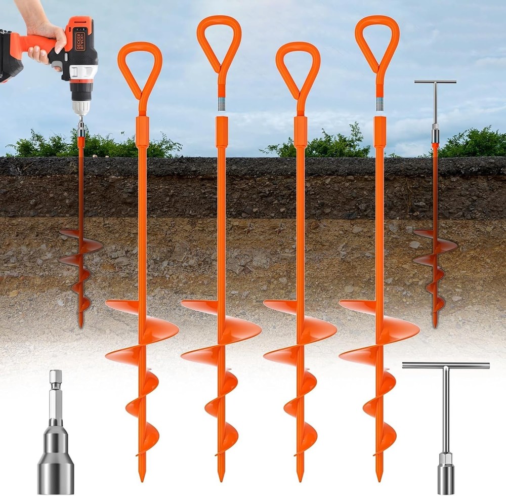 18”/30″ Long Ground Anchor, Heavy Duty Earth Anchors Ground Anchors Screw in Ki