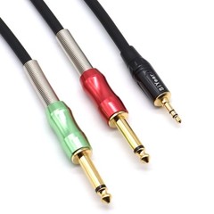 1/8 Inch Stereo To Dual 1/4 Inch Mono Y-Splitter Cable 3.5mm To 6.35mm 10Ft