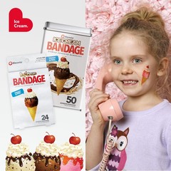 BioSwiss Bandages, Ice Cream Shaped Self Adhesive Bandage Set, Latex 50 Count