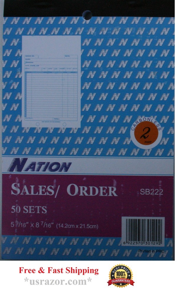 500 Carbonless 2 part 59/16″x87/16″ 50*10 set Sales Order Invoice Receipt Book