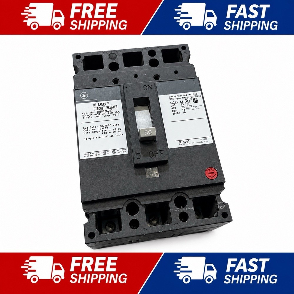 🔴GE GENERAL ELECTRIC THED136050 Circuit Breaker 50 Amp 50A 600V‼️New Takeoff